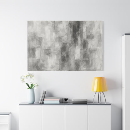 Abstract grey brushstroke canvas wall art by Printify featuring a modern, neutral matte stretched canvas design.