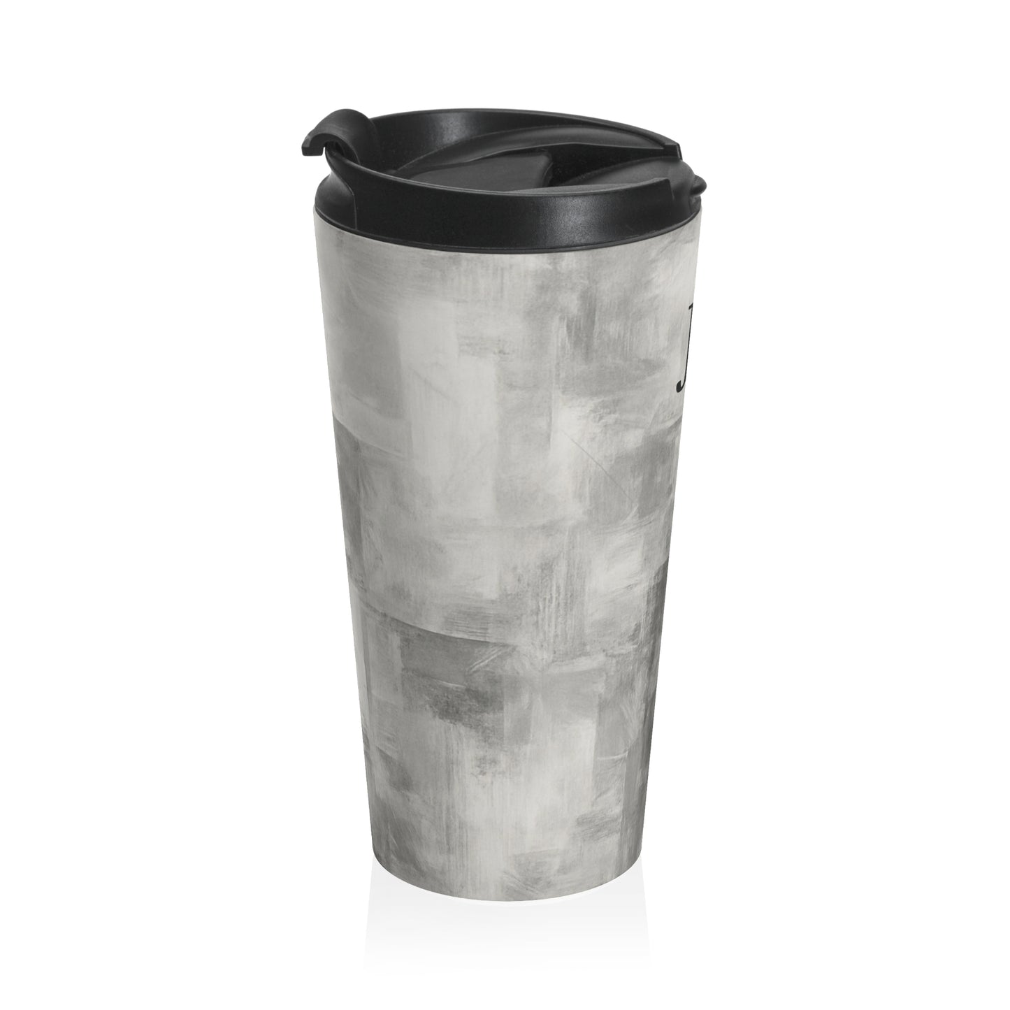 Gray marble monogram initials travel mug by Printify, personalized stainless steel tumbler with sleek design.