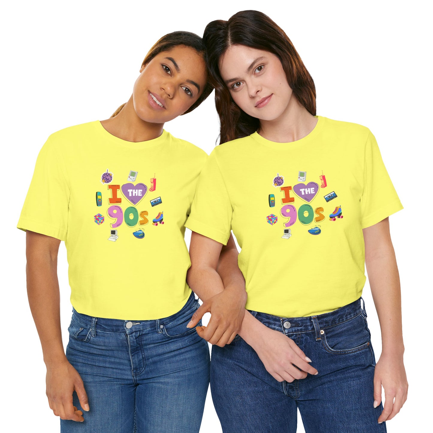 I  Love the 90's Short Sleeve Tee - Retro Graphic Tee, Vintage Style Shirt, Perfect for Casual Outings, 90s Nostalgia Apparel