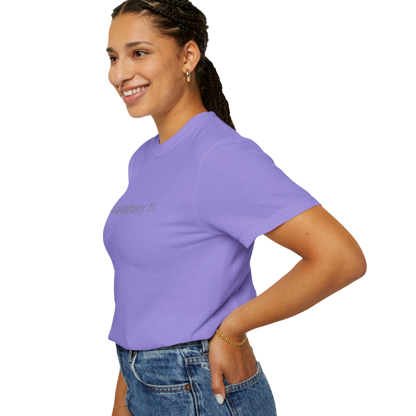 Social Battery 1% T-shirt | Introvert Funny Text Tee