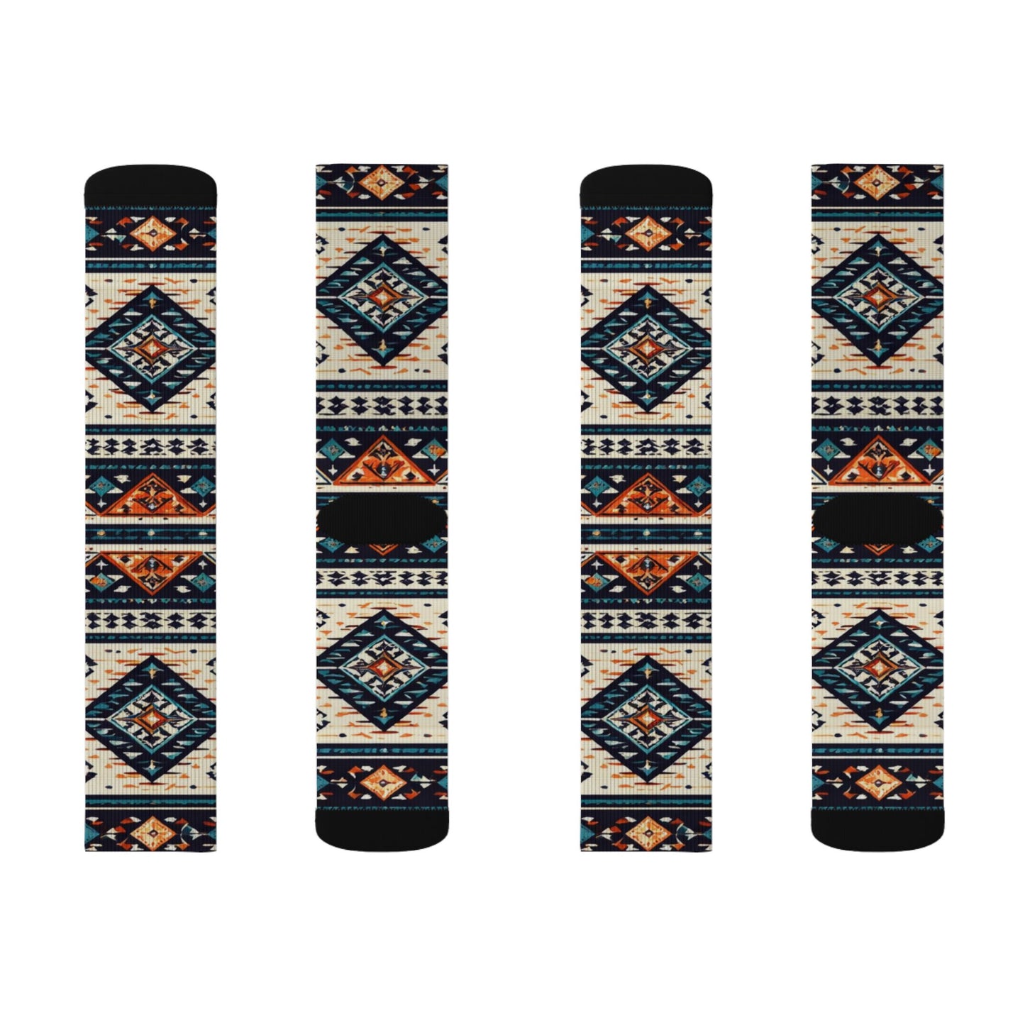 Southwestern Aztec Pattern Socks | Tribal Geometric Sublimation Socks