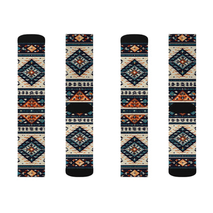 Southwestern Aztec Pattern Socks | Tribal Geometric Sublimation Socks