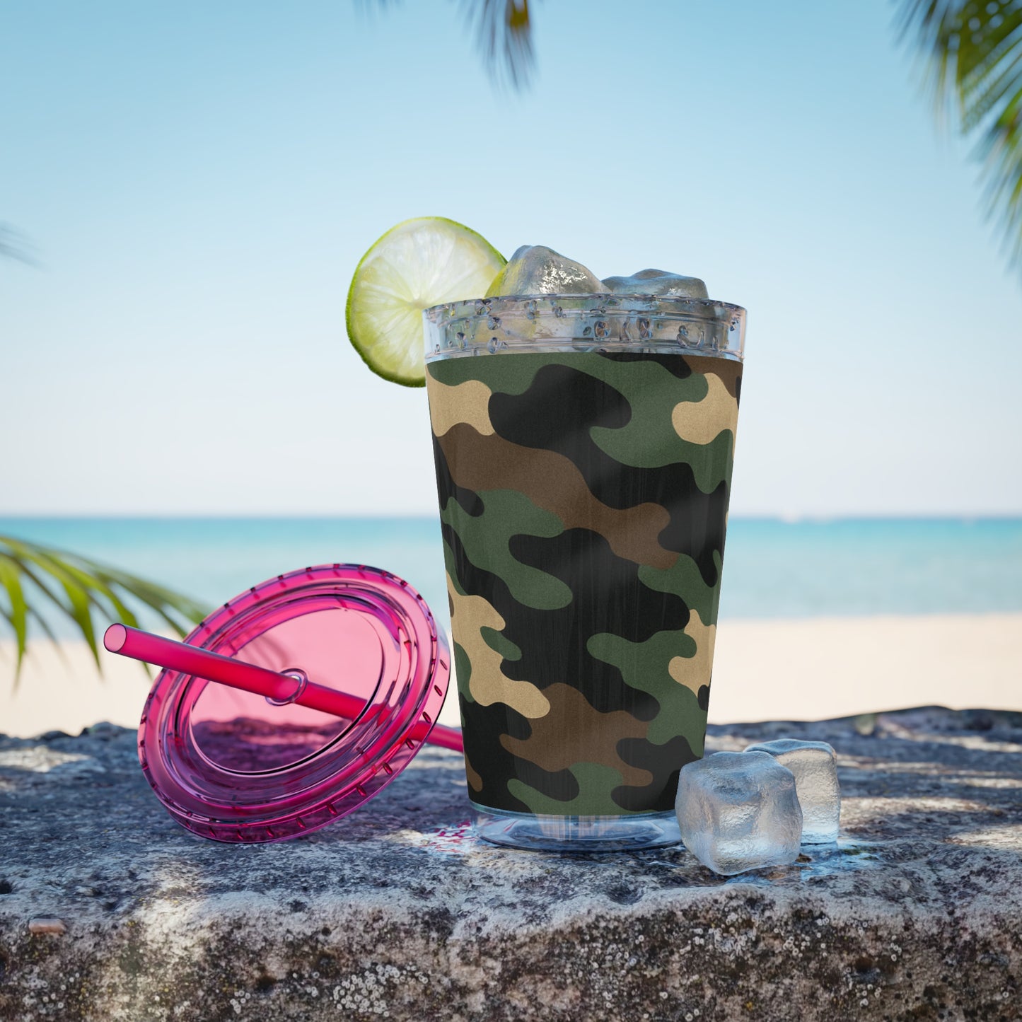 Stylish Camo Tumbler, 16oz Cup with Straw, Perfect for Outdoor Adventures, Gifts for Him, Travel Mug, Eco-friendly Drinkware, Camping