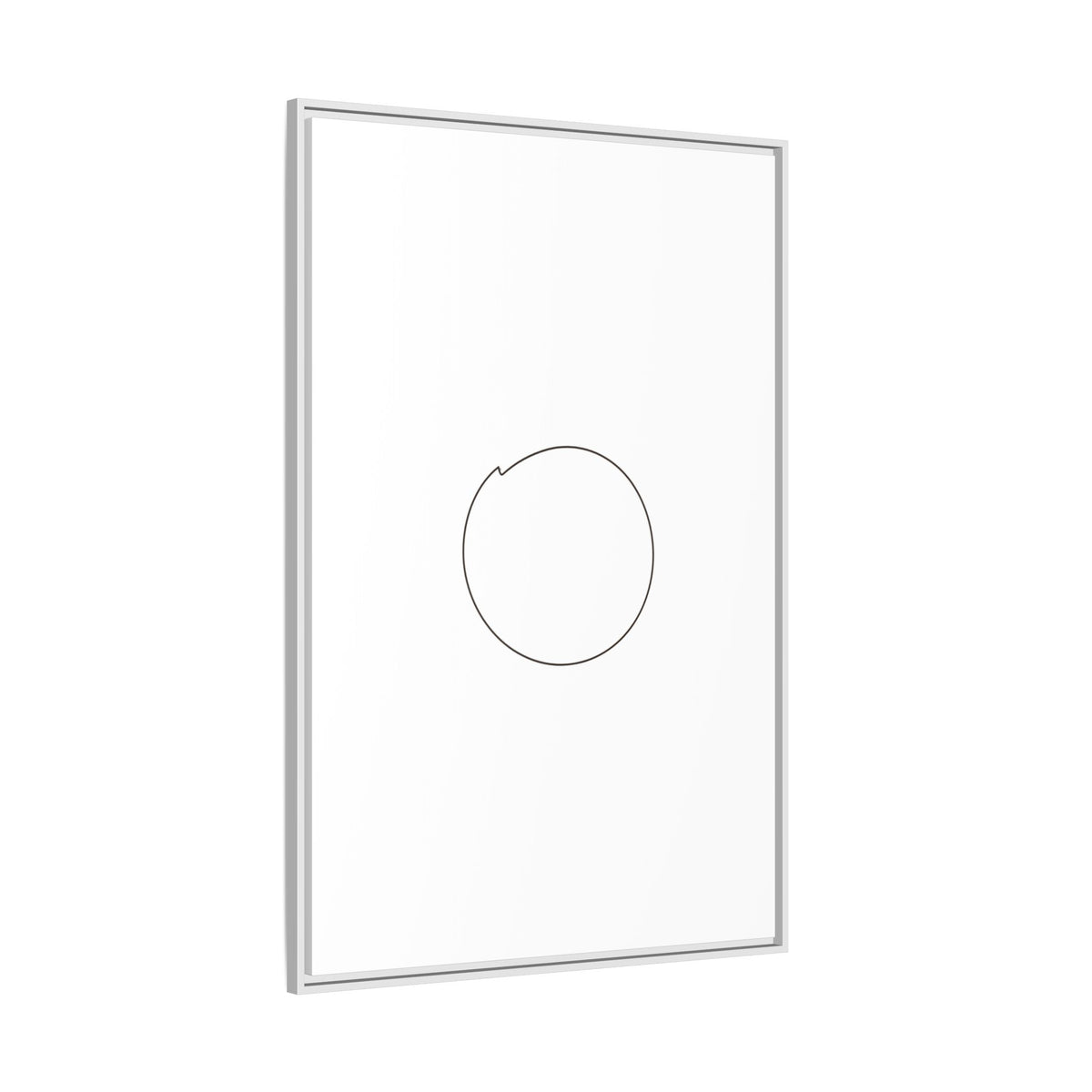 Framed matte canvas wall art featuring a minimal circular line design, ideal for modern home decor by Printify.