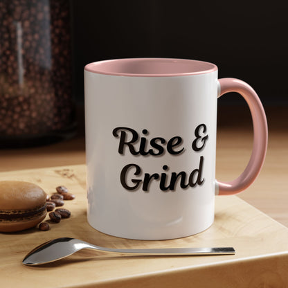 Rise & Grind Coffee Mug – Motivational Black Accent Mug for Daily Inspiration - TRV