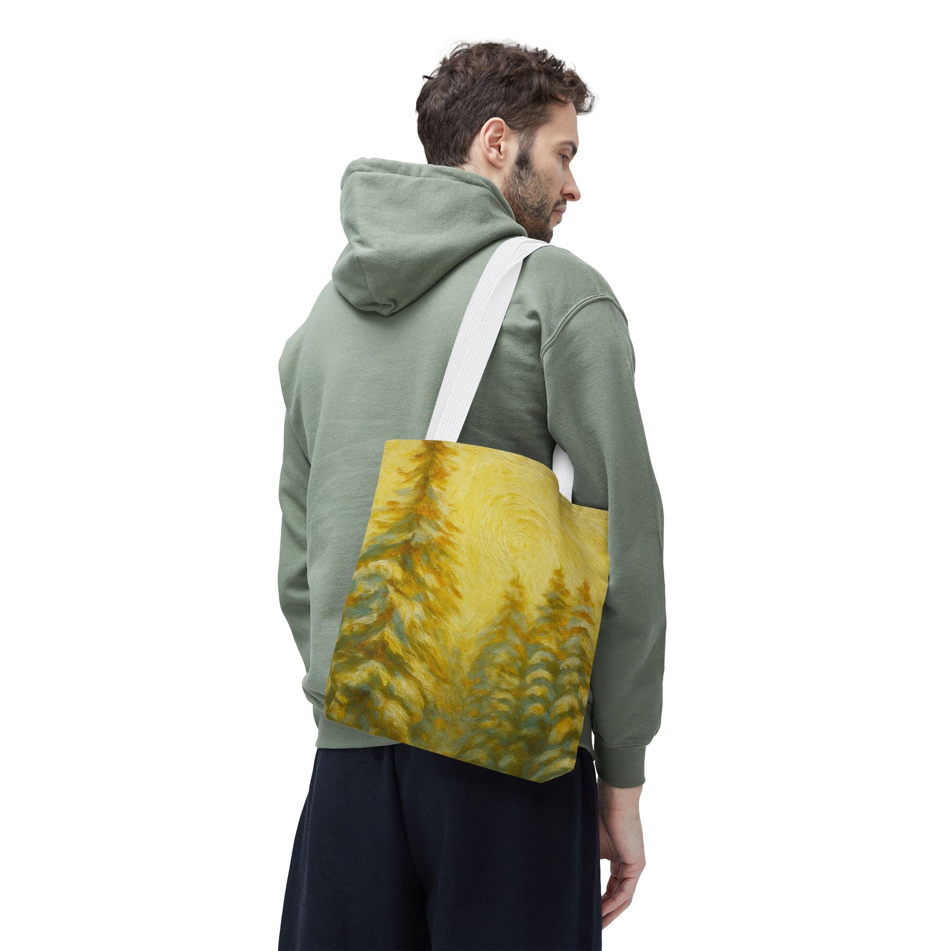 Eco-friendly canvas tote bag with artistic abstract print, perfect for beach and casual outings. Made by Printify.