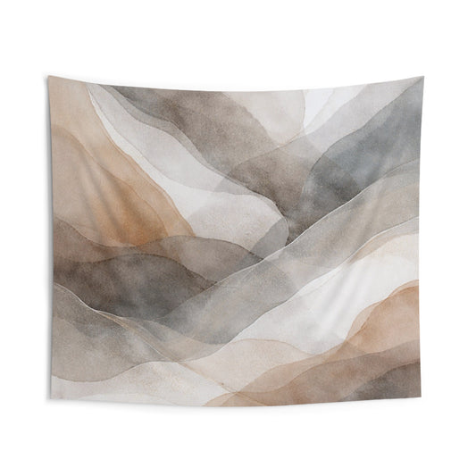 Abstract Watercolor Mountains Indoor Wall Tapestry | Neutral Landscape Art