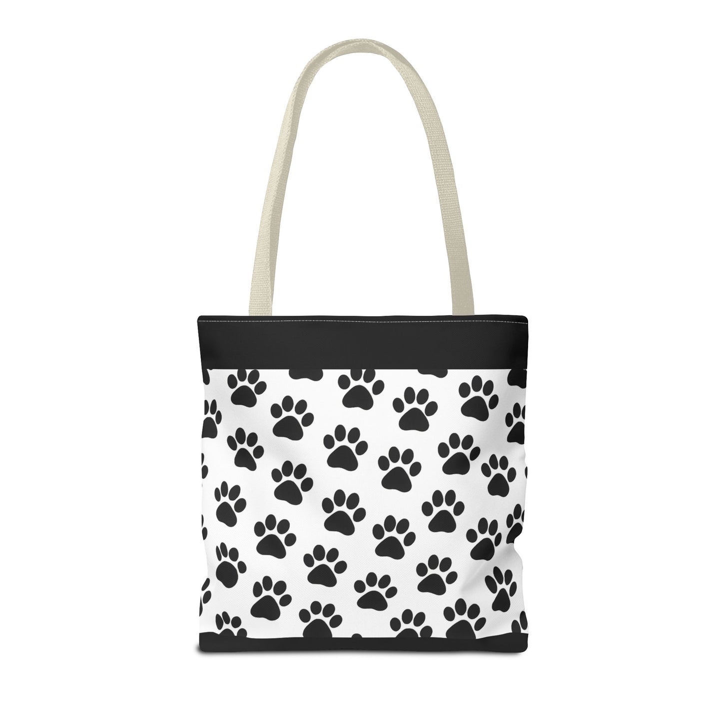Eco-friendly tote bag with paw print design by Printify, perfect for dog and cat lovers to carry essentials.