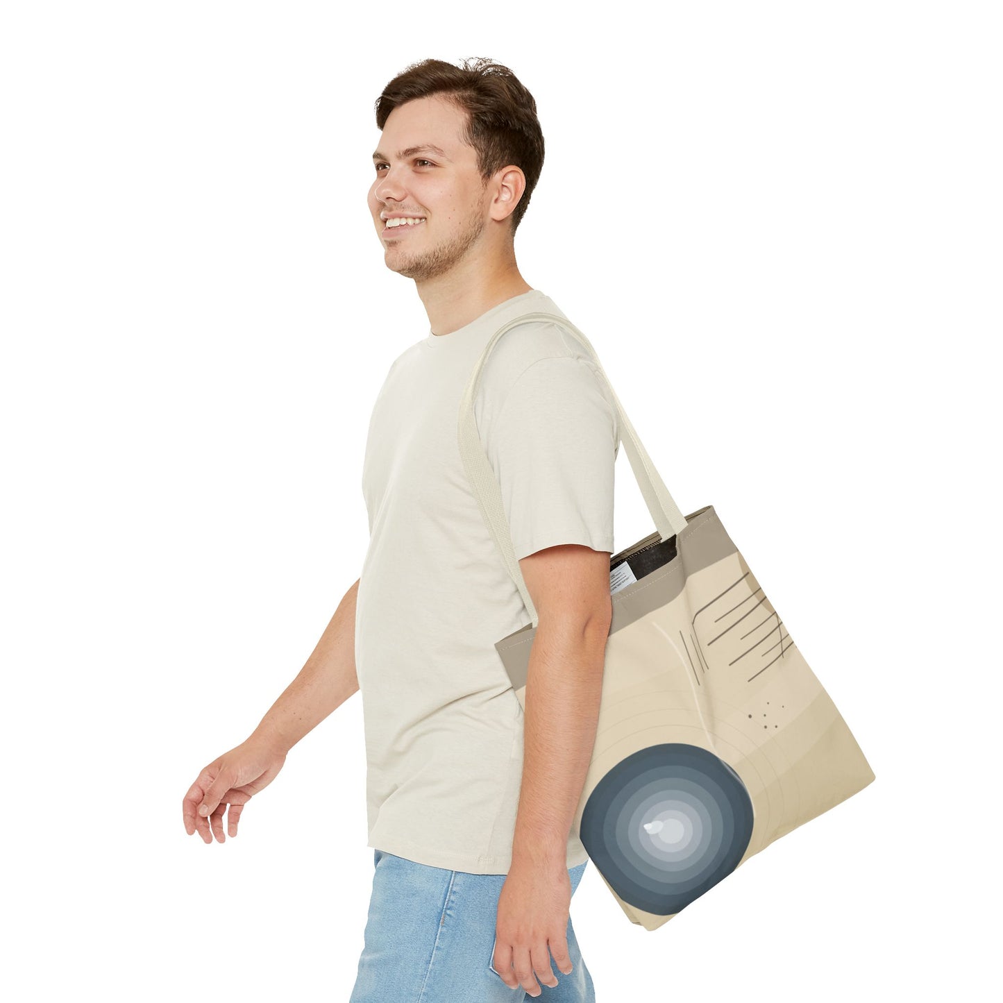 Abstract Neutral Waves Tote Bag | Geometric Circle Pattern