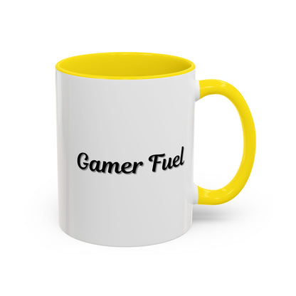 Printify Gamer Fuel coffee mug, 11oz or 15oz ceramic mug with gaming-themed design, perfect for gamers and coffee lovers.