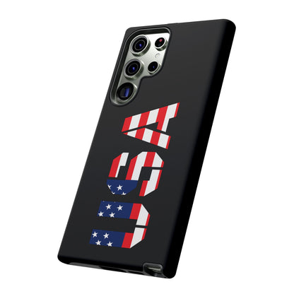 USA patriotic phone case with American flag design, durable tough case for smartphones by Printify
