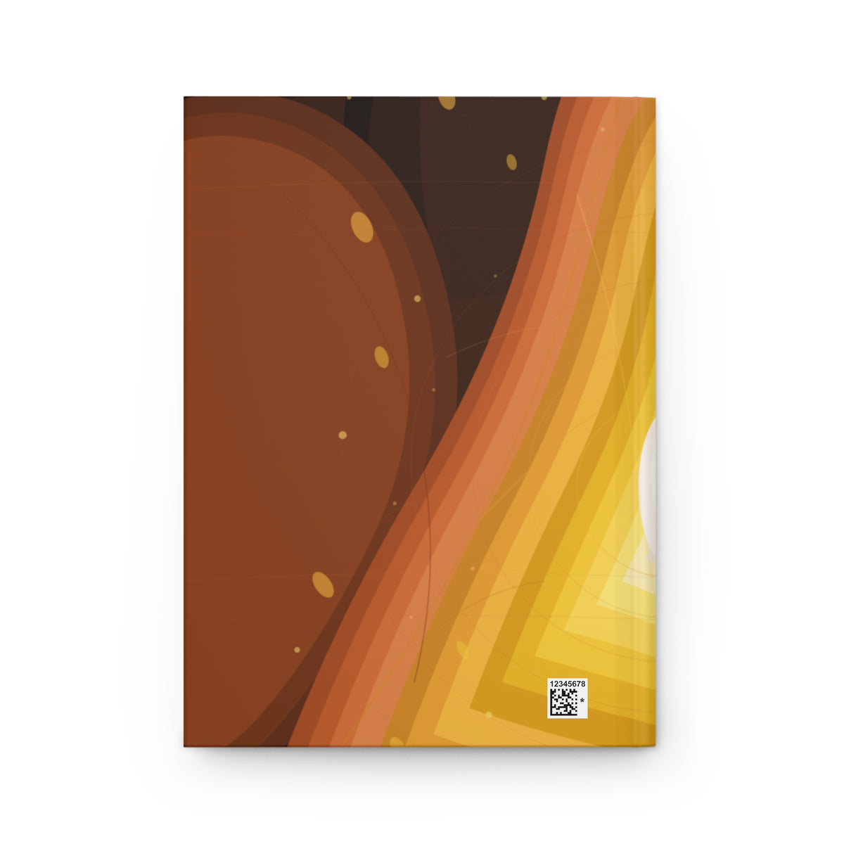 Abstract sunset waves hardcover journal with geometric retro layered design, ideal for note-taking and creative writing.