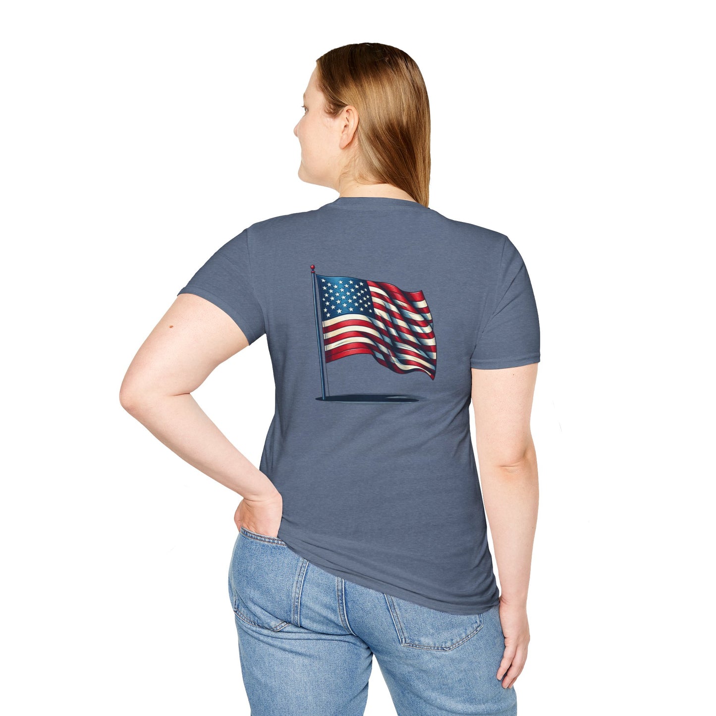 Patriotic Unisex Softstyle T-Shirt, American Flag Tee, USA Pride Shirt, Perfect for Independence Day, Casual Wear - TRV