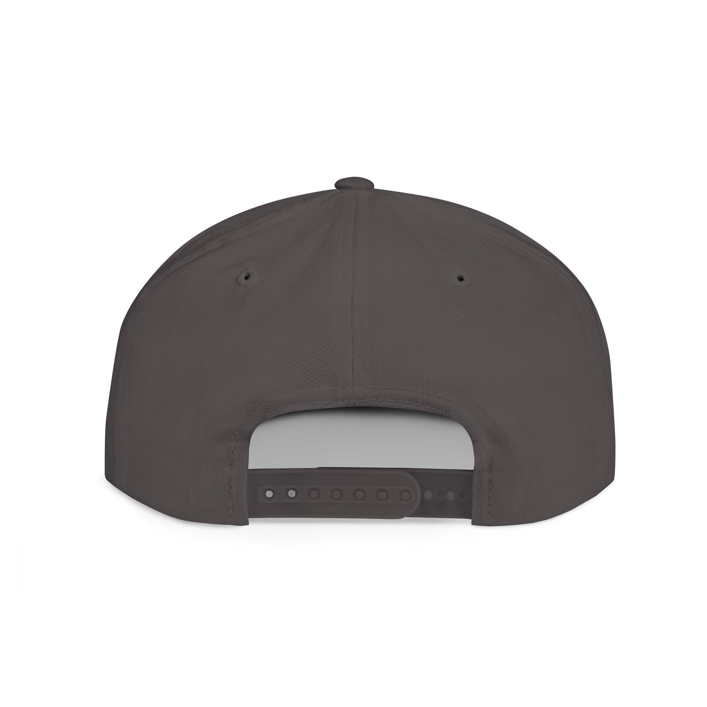 Minimalist hand gesture flat bill snapback hat by Printify, featuring a clean design and structured cap style.