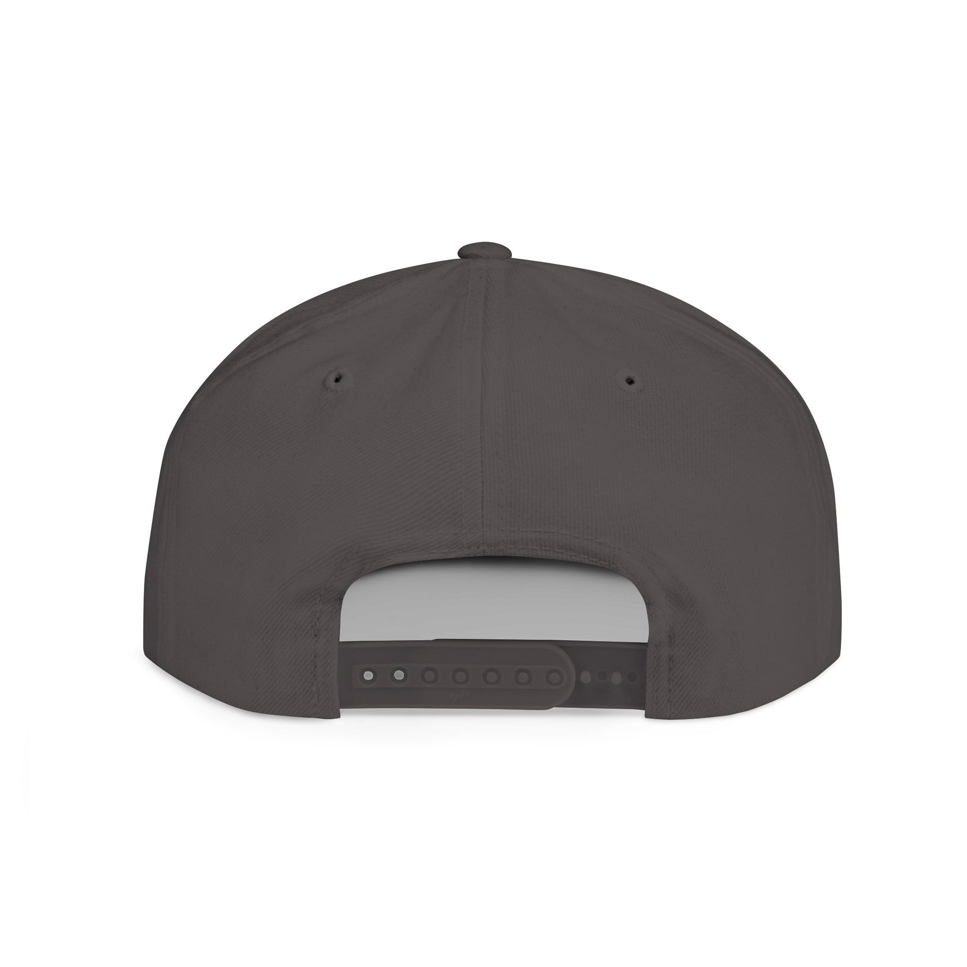 Minimalist hand gesture flat bill snapback hat by Printify, featuring a clean design and structured cap style.
