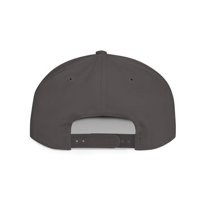 Minimalist hand gesture flat bill snapback hat by Printify, featuring a clean design and structured cap style.