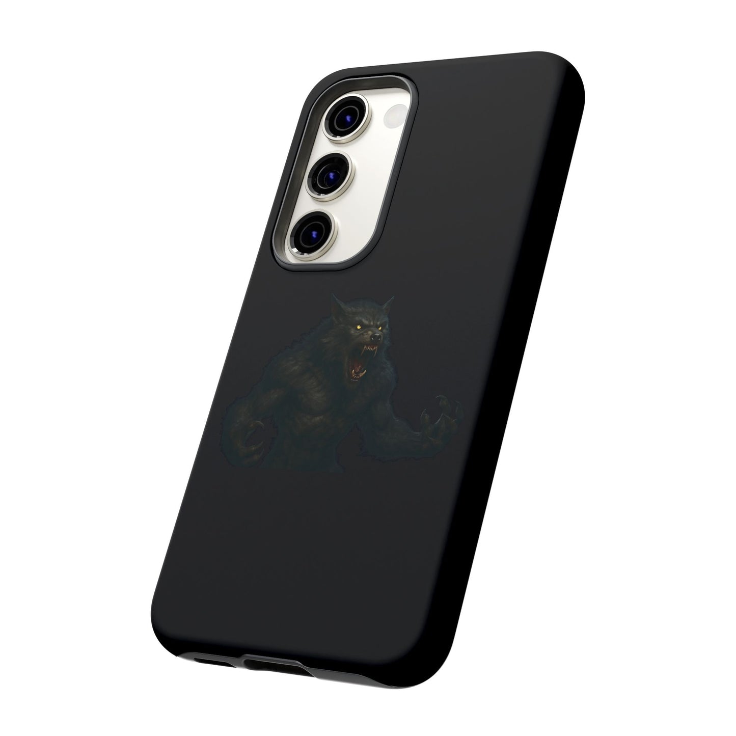 Werewolf phone case with dark monster graphic, tough protective design for smartphones by Printify.
