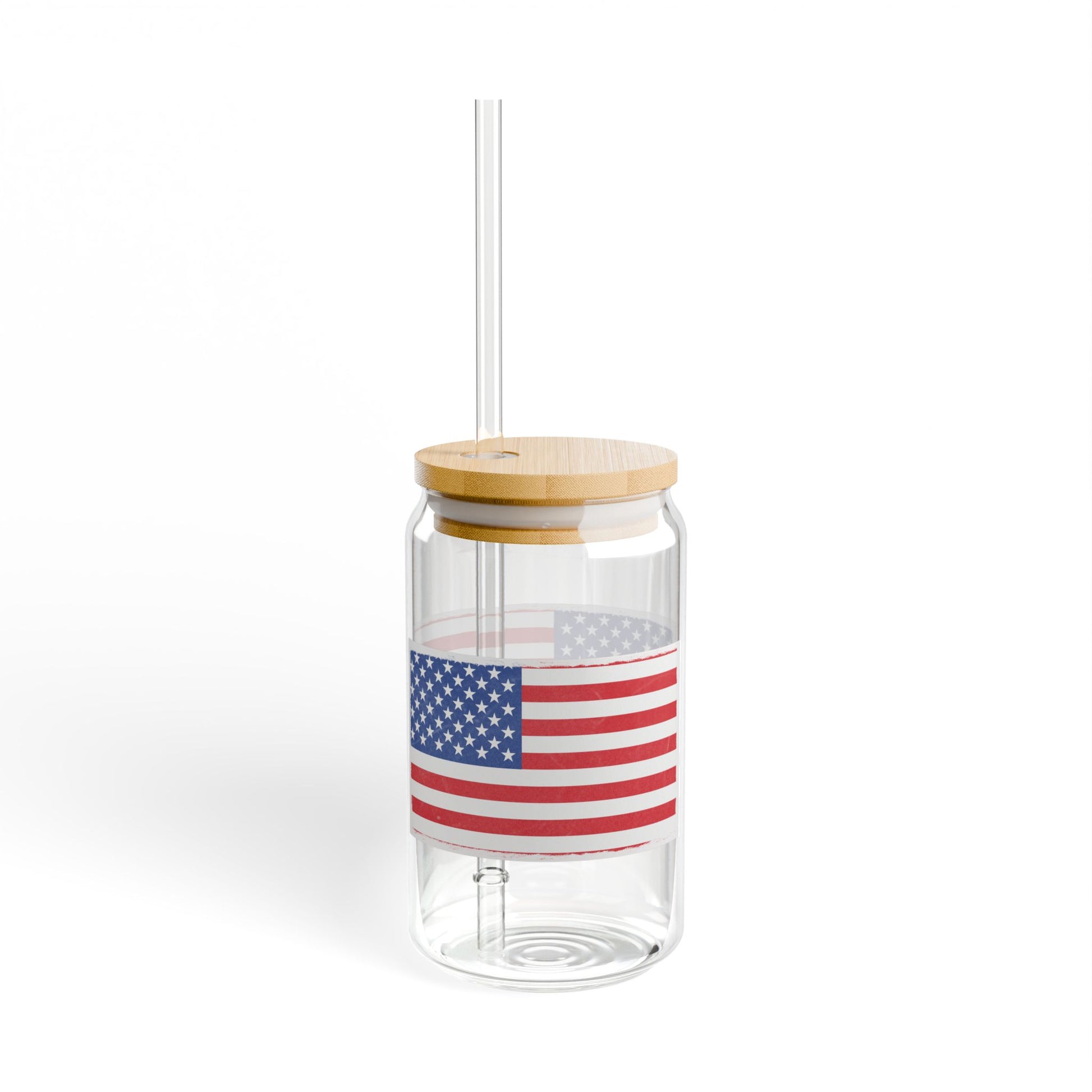 Patriotic 16oz Sipper Glass with Straw, Perfect for BBQs, 4th of July, Gifts, Everyday Use, Summer Parties - TRV