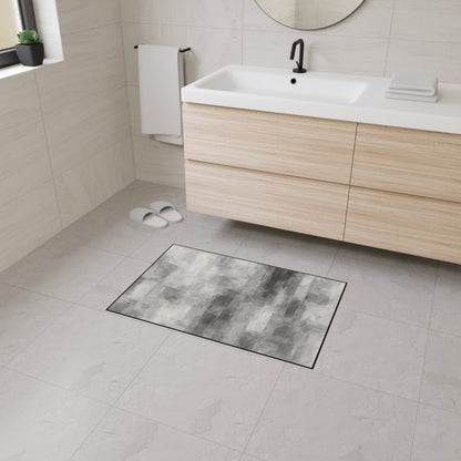 Modern abstract floor mat by Printify, heavy-duty rug for kitchen or entryway, featuring stylish geometric design and durable material.