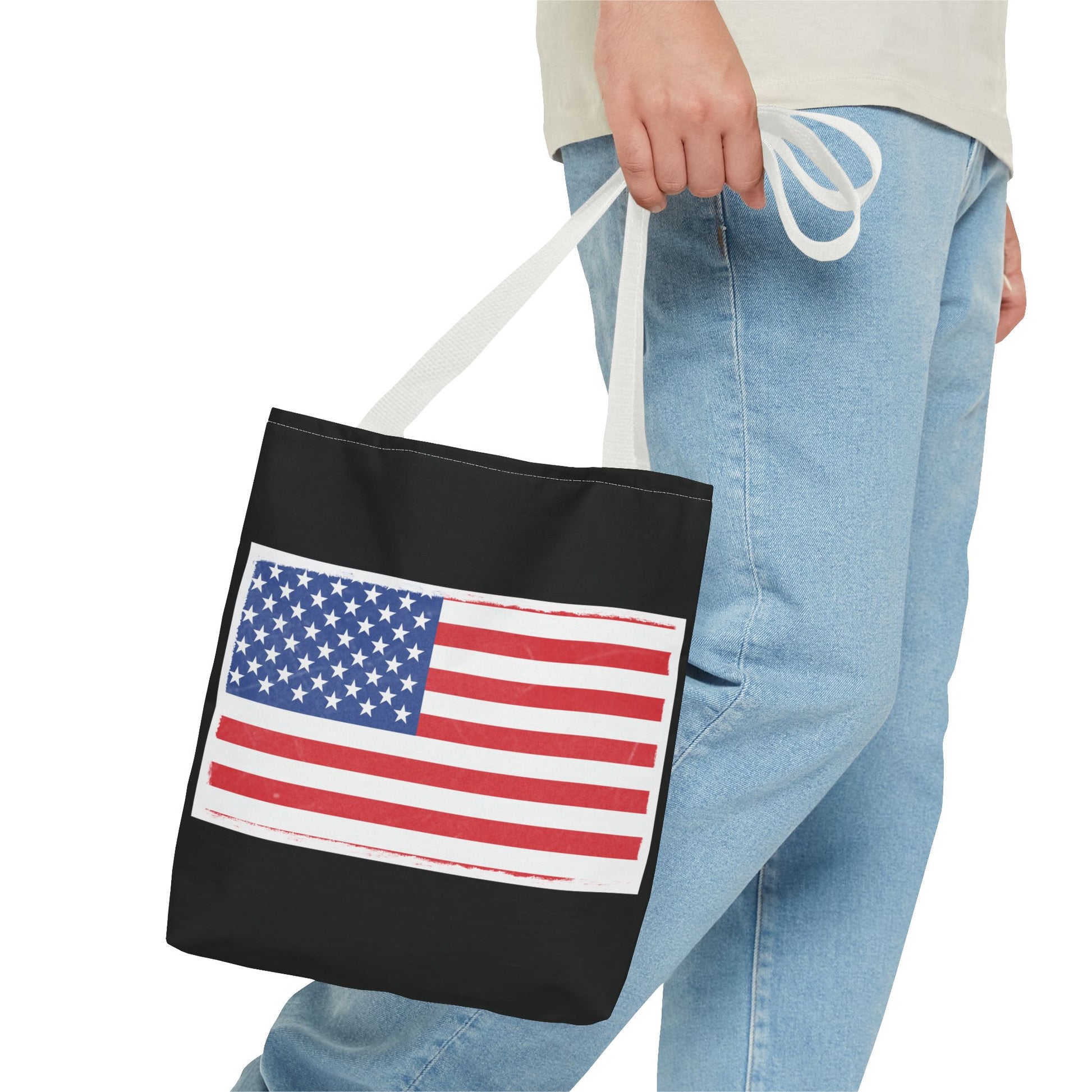 Patriotic Tote Bag, American Flag Carryall, Beach Bag, Reusable Shopping Tote, Independence Day Gift - TRV