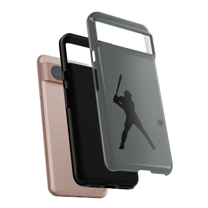Black baseball silhouette tough phone case for iPhone, protective sporty design by Printify with rugged finish.