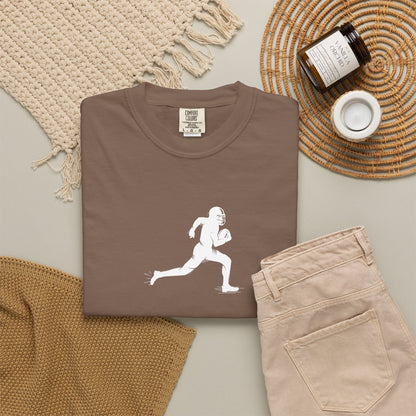 Sporty Unisex Garment-Dyed T-Shirt with Football Player Graphic, Activewear, Casual Wear, Gift for Runners, Fitness Apparel, Everyday Style