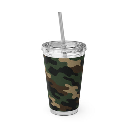 Stylish Camo Tumbler, 16oz Cup with Straw, Perfect for Outdoor Adventures, Gifts for Him, Travel Mug, Eco-friendly Drinkware, Camping - TRV