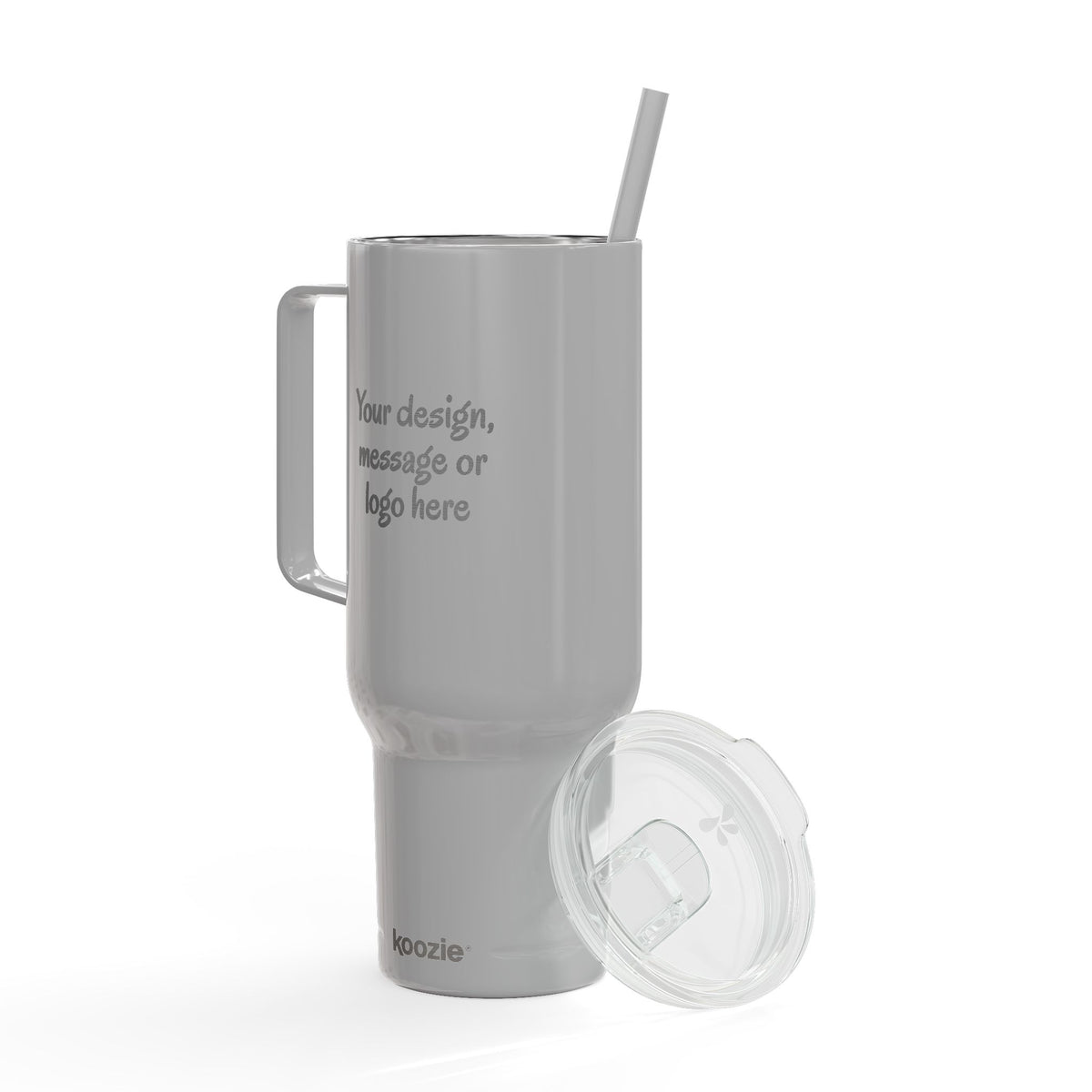 Custom engraved 40oz insulated tumbler with handle, lid and straw - view 19