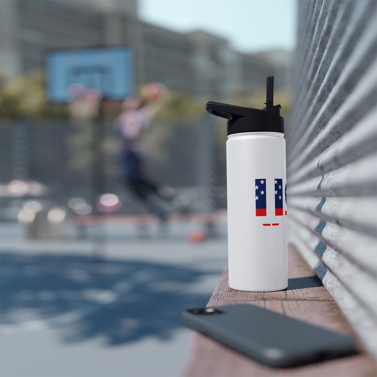 USA Flag Stainless Steel Water Bottle — Patriotic Travel Flask