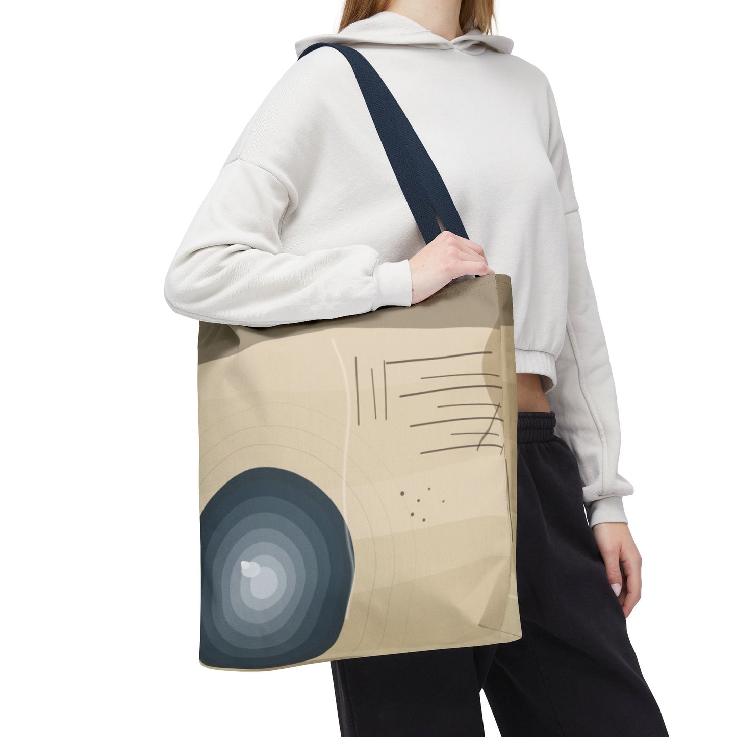Abstract Neutral Waves Tote Bag | Geometric Circle Pattern