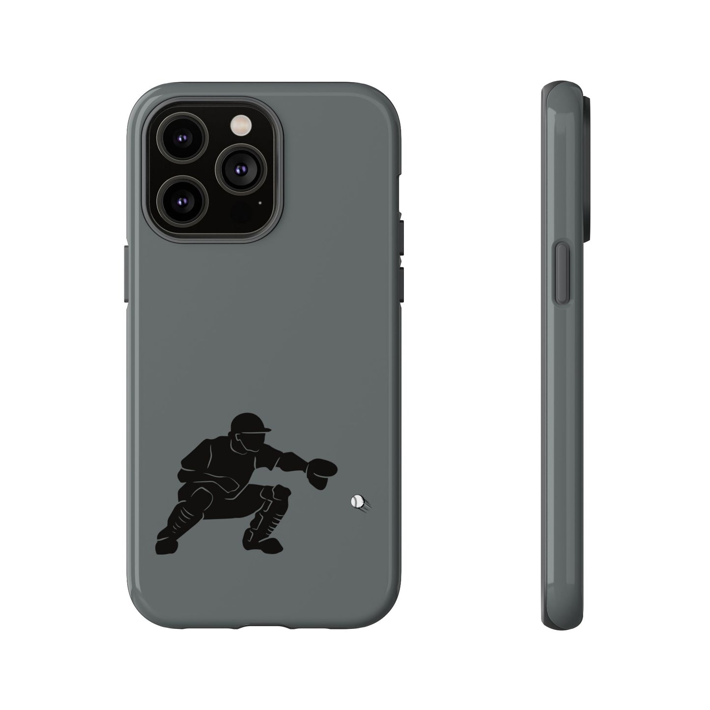 Printify baseball catcher phone case, durable protective cover with sports-themed design for iPhone and Android devices.