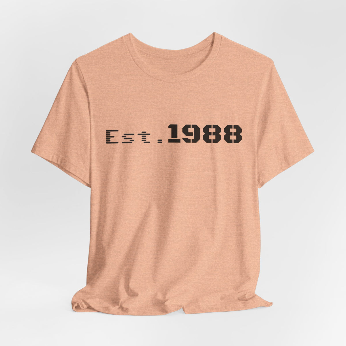 Black retro logo t-shirt from Printify featuring "Est. 1988" design, casual men's graphic tee for everyday wear.