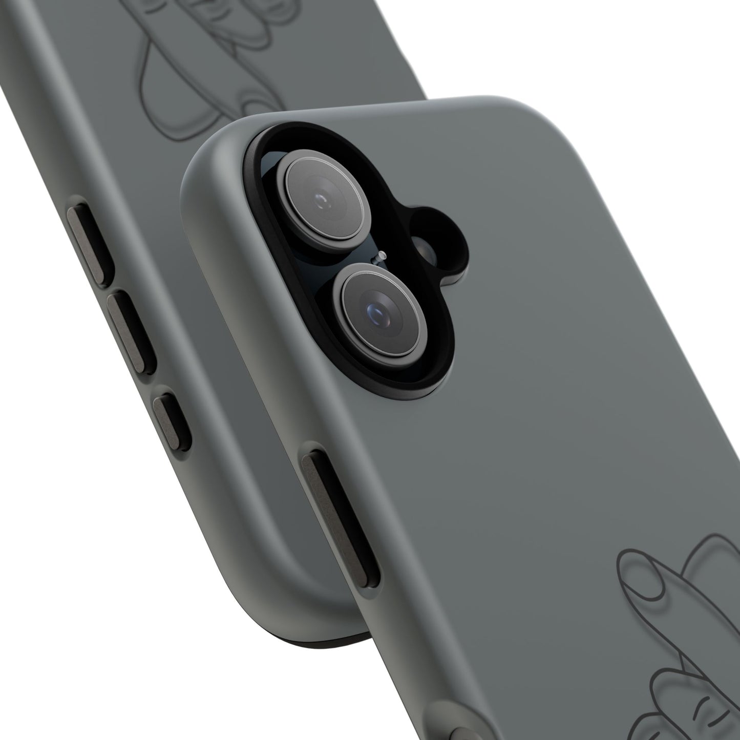 Silicone phone case with embossed Korean finger heart design, compatible with smartphones, by Printify.