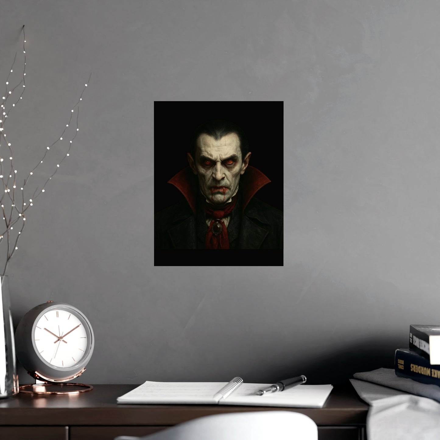 Gothic Vampire Art Poster, Spooky Wall Decor, Horror Room Accent, Perfect for Halloween, Gothic Decor, Home Office Artwork - TRV