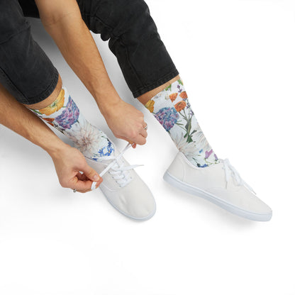 Watercolor Wildflower Socks | Floral Crew Socks, Pastel Garden Print