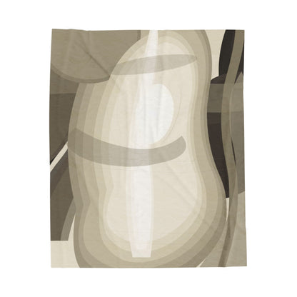Abstract Neutral Shapes Velveteen Plush Blanket | Modern Minimalist Art