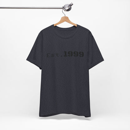 Vintage minimalist Est. 1999 T-shirt by Printify featuring clean design and classic birth year typography.