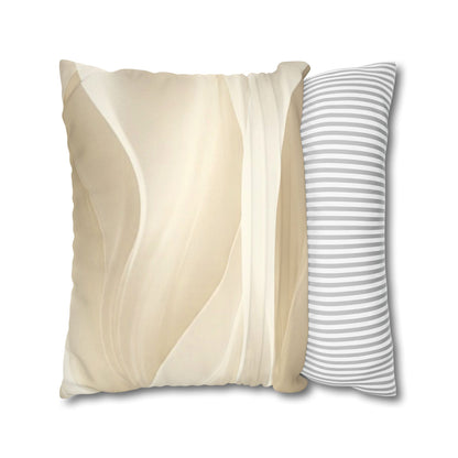 Beige Abstract Wave Pillowcase | Faux Suede Square Pillow Cover