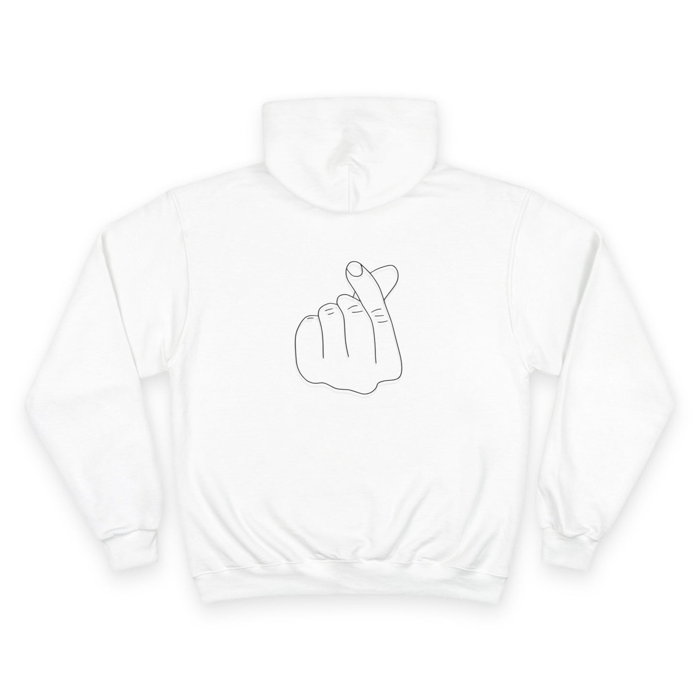 Minimalist Champion Hoodie with Hand Gesture Design
