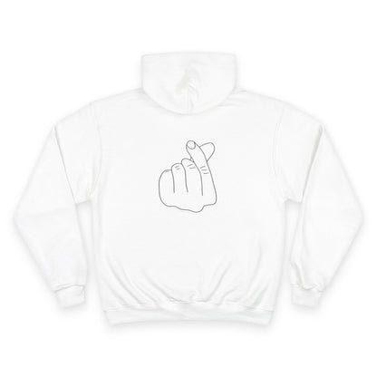 Minimalist Champion Hoodie with Hand Gesture Design