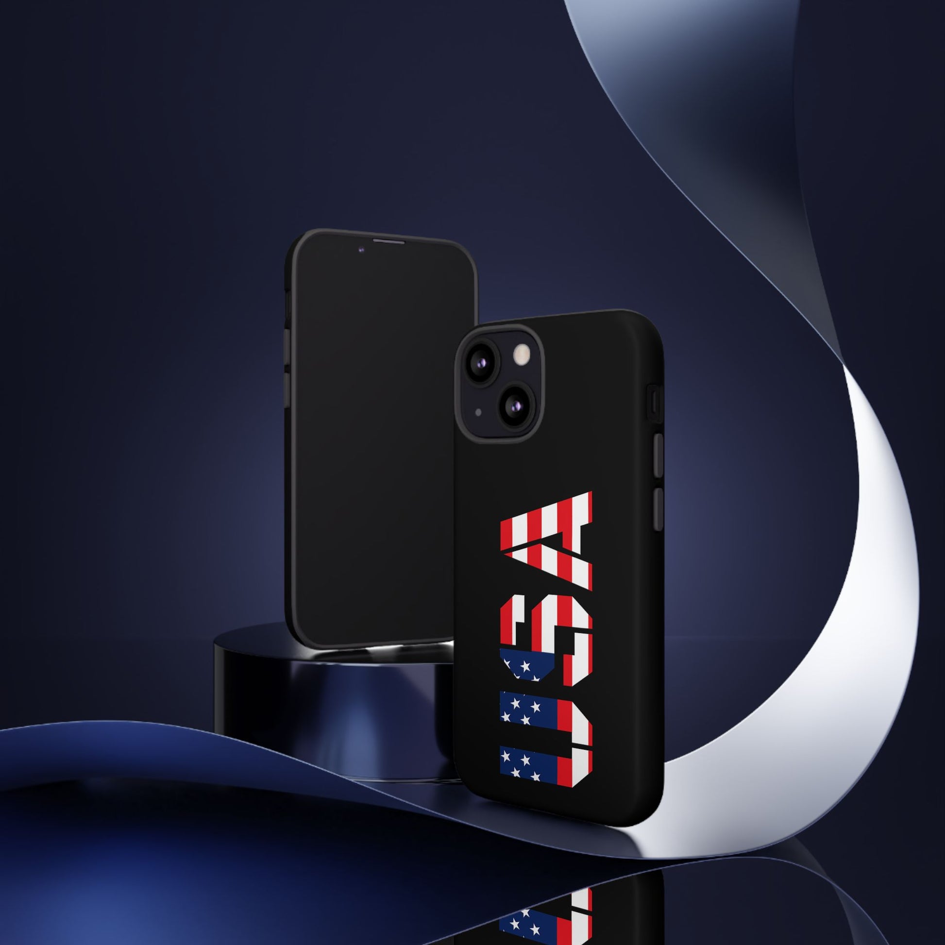 Patriotic American flag phone case by Printify, rugged protective case for smartphones with bold red, white, and blue flag design.