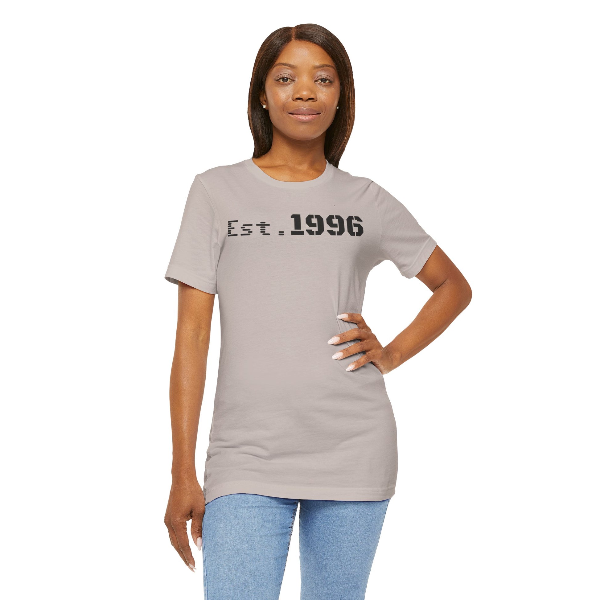 Unisex Jersey Tee - 'Est. 1996' Graphic Shirt, Birthday Gift, Casual Wear, Vintage Style, Retro Fashion, Gift for Him/Her - TRV