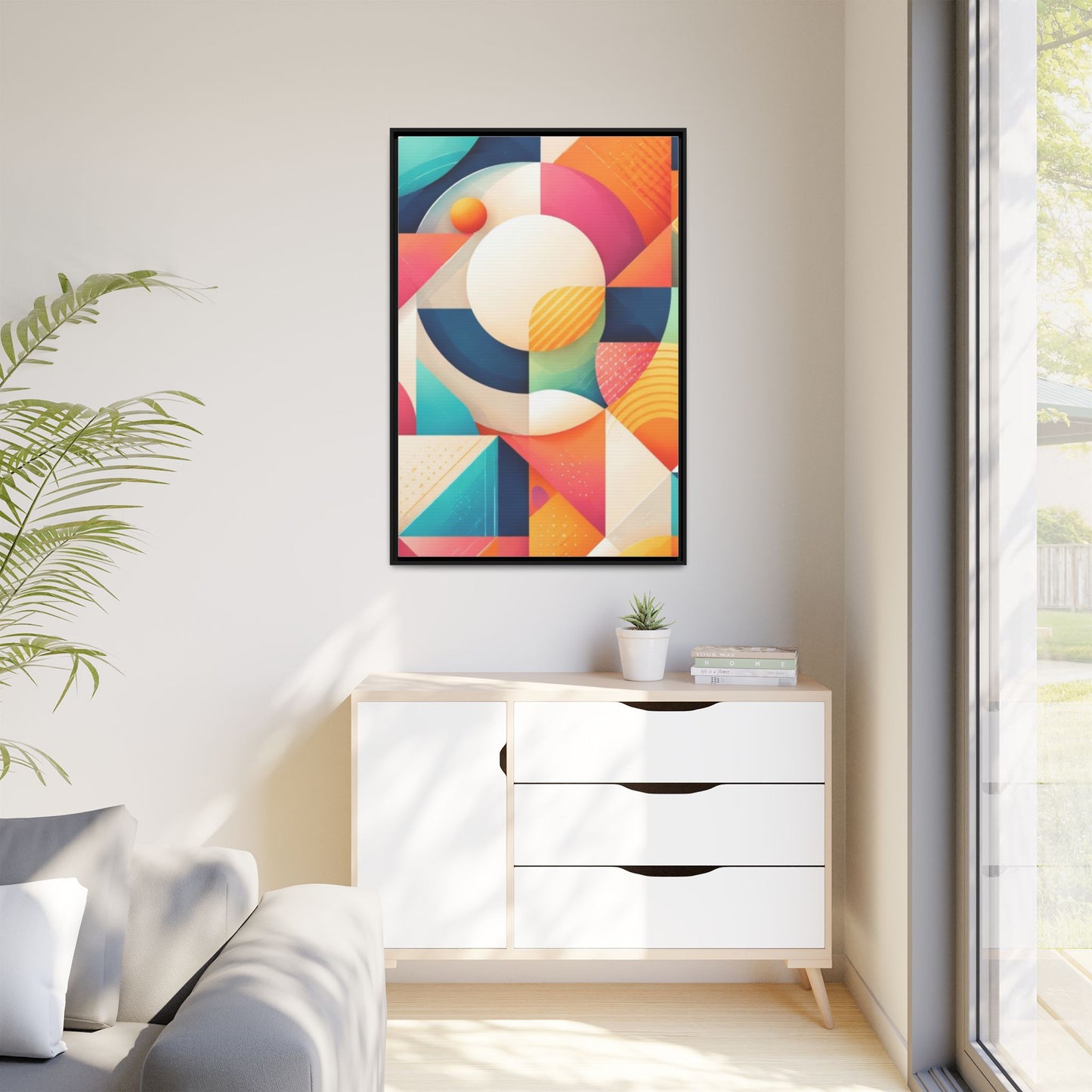 Colorful Geometric Abstract Art Matte Canvas Framed