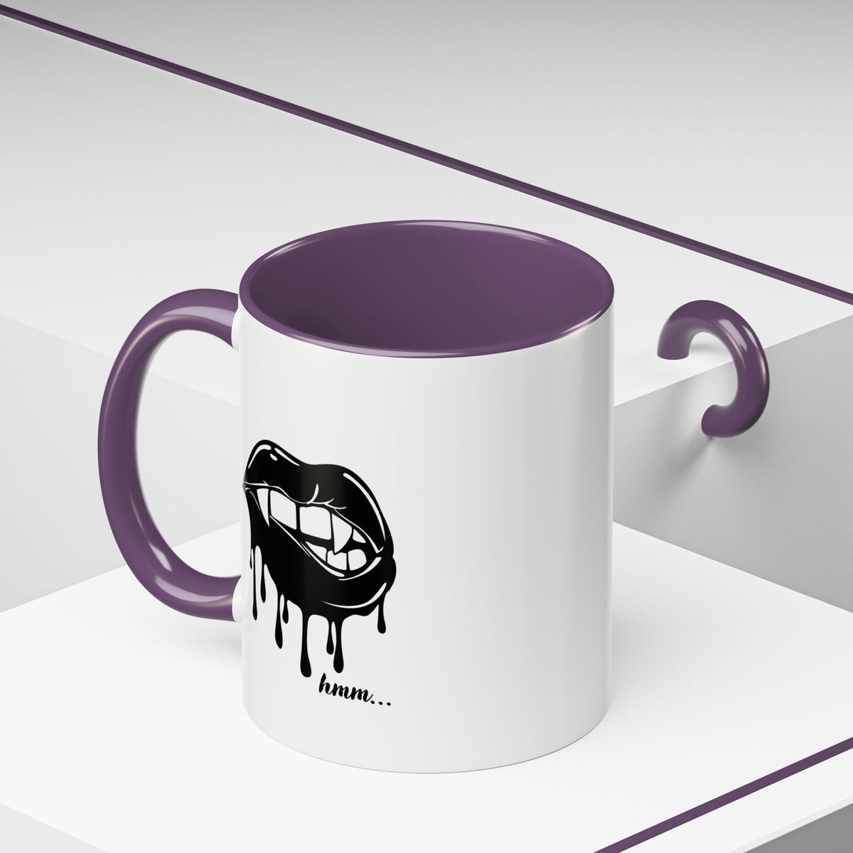 Black Dripping Bite Coffee Mug by Printify, 11oz or 15oz ceramic mug with unique dripping bite design and black accent.