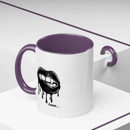 Black Dripping Bite Coffee Mug by Printify, 11oz or 15oz ceramic mug with unique dripping bite design and black accent.