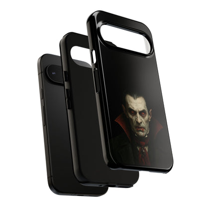 Gothic vampire portrait phone case for iPhone featuring Dracula horror design, made by Printify.