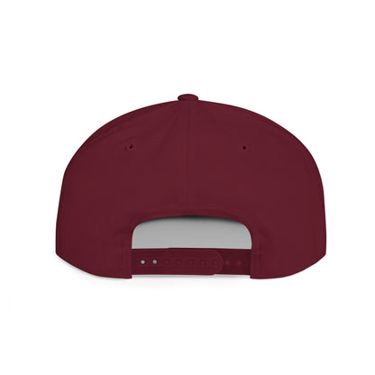 Black minimalist snapback hat featuring a hand gesture design, flat bill, and adjustable strap by Printify.