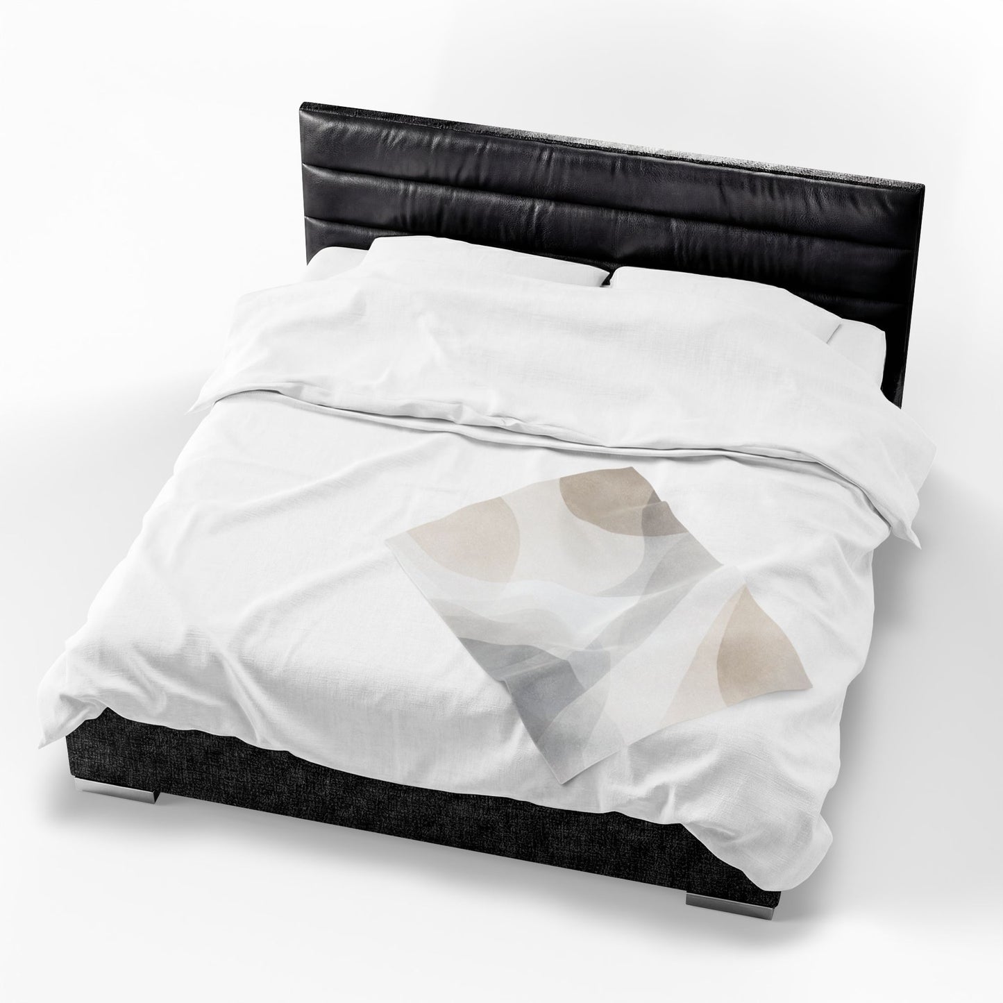 Neutral Abstract Shapes Velveteen Plush Blanket | Minimal Geometric Throw