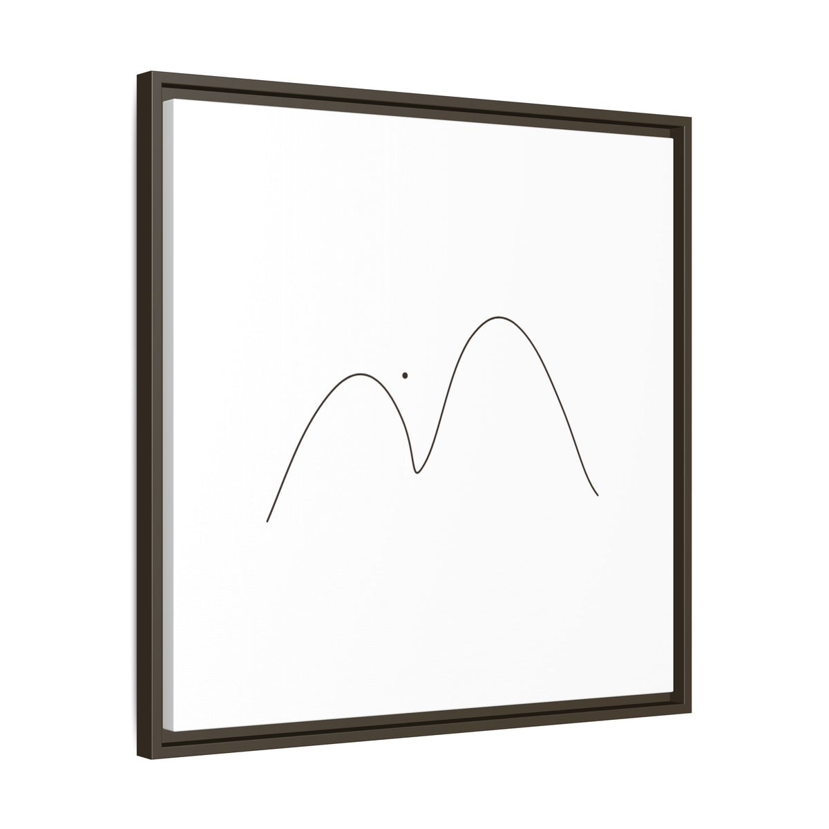 Minimalist mountain line art printed on framed matte canvas, modern nature-inspired wall decor by Printify