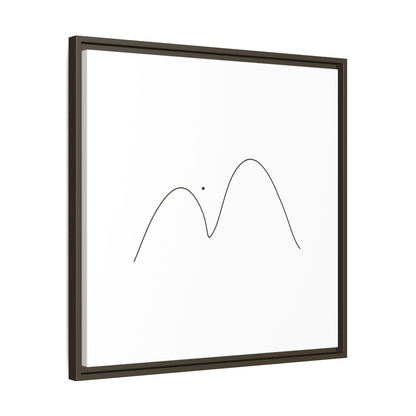 Minimalist mountain line art printed on framed matte canvas, modern nature-inspired wall decor by Printify